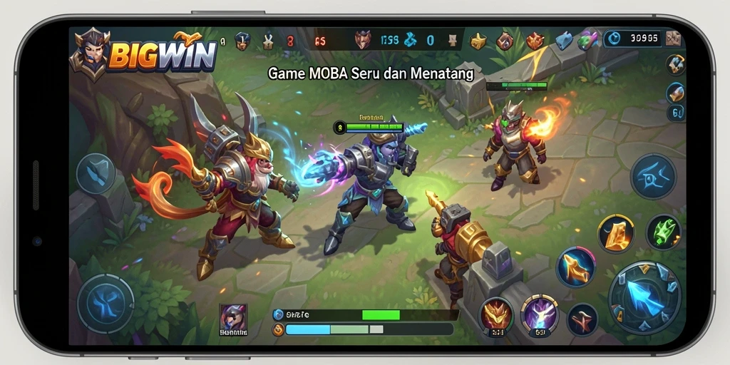 Screenshot BIGWIN menampilkan aksi seru dalam gameplay MOBA.