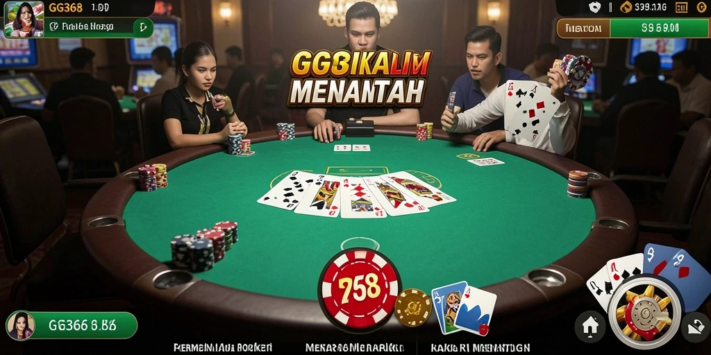 Tampilan gameplay seru dari GG368 dengan aksi poker yang mendebarkan.