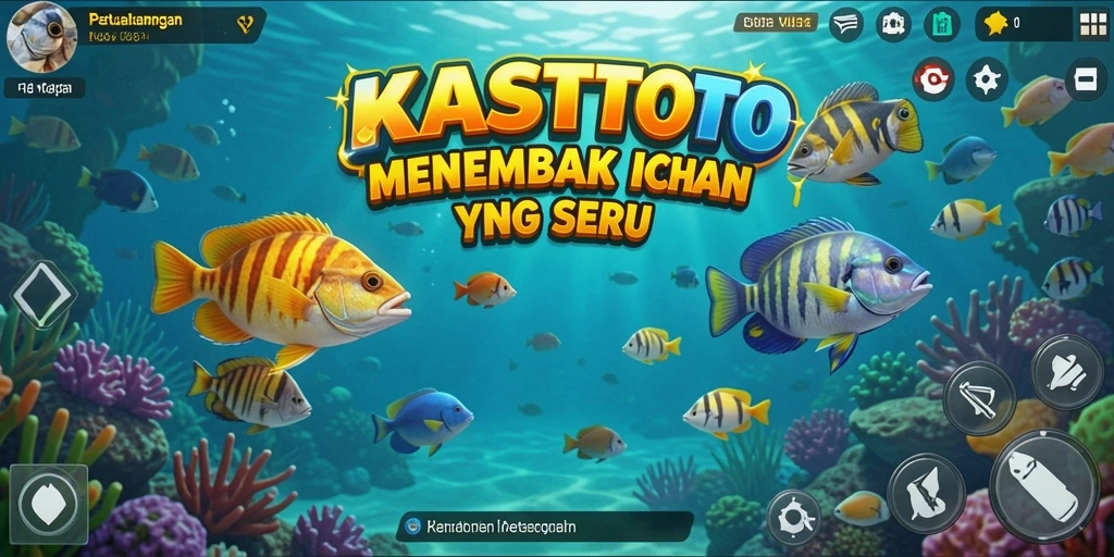 Tampilan gameplay seru KASTOTO saat menembak ikan.