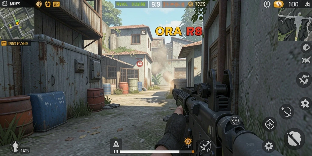 Tampilan gameplay ORA78 dengan aksi tembak-menembak yang mendebarkan.