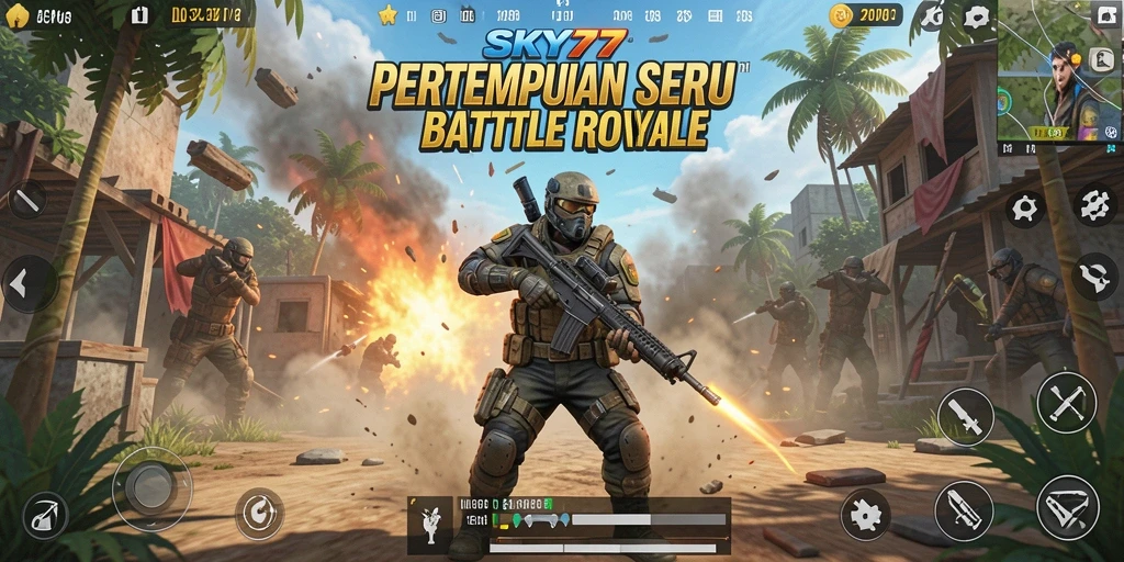 Tampilan gameplay <strong>SKY77</strong> yang seru dan menegangkan dalam pertempuran Battle Royale.